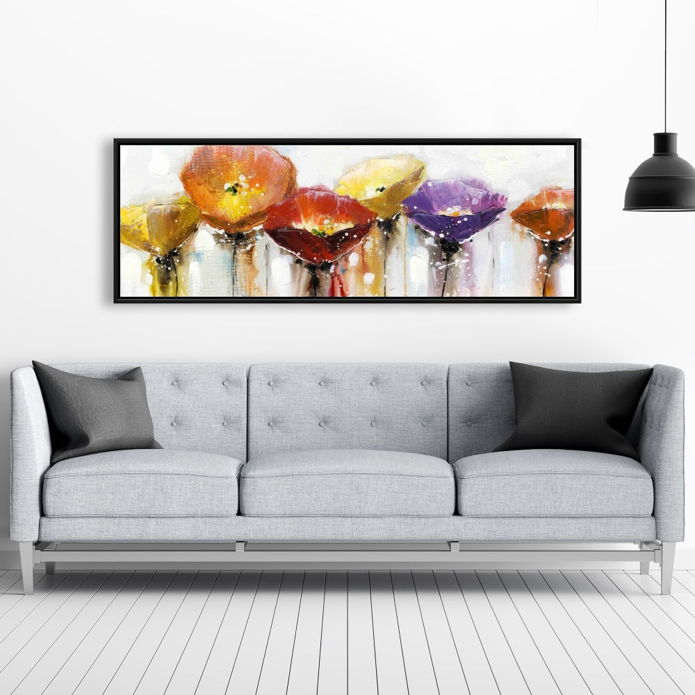 Industrial Bedroom Floral Canvas | Colorful Abstract Flowers