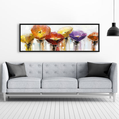 Industrial Bedroom Floral Canvas | Colorful Abstract Flowers