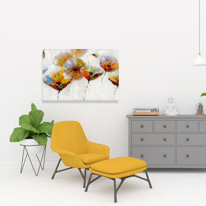 Contemporary Gray Canvas | Color Dotted Flowers Wall Art