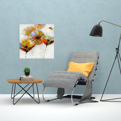 Contemporary Gray Canvas | Color Dotted Flowers Wall Art