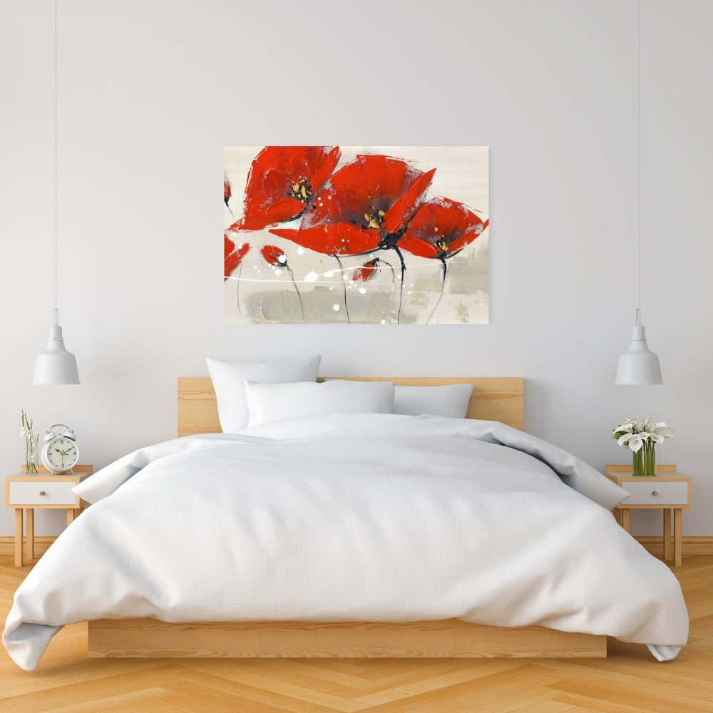 Red Floral & Botanical Bedroom Canvas | Home Decor Wall Art