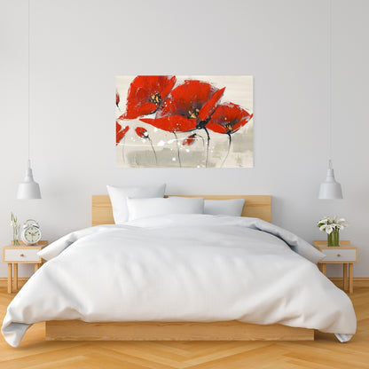 Red Floral & Botanical Bedroom Canvas | Home Decor Wall Art