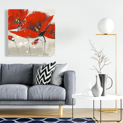 Red Floral & Botanical Bedroom Canvas | Home Decor Wall Art