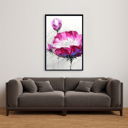 Fuchsia Wild Flower Botanical Canvas - Floral Bedroom Decor