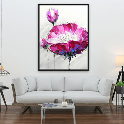 Fuchsia Wild Flower Botanical Canvas - Floral Bedroom Decor