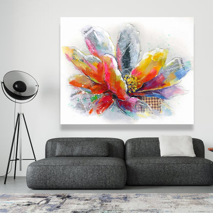 Red Botanical Canvas | Abstract Flower Texture Home Decor