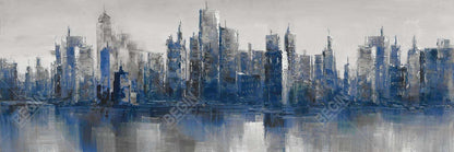 Blue Industrial Building Framed Canvas | Melancholy City Decor