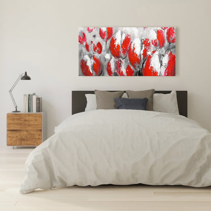 Abstract Red Tulips Canvas | Botanical Wall Art for Home Decor