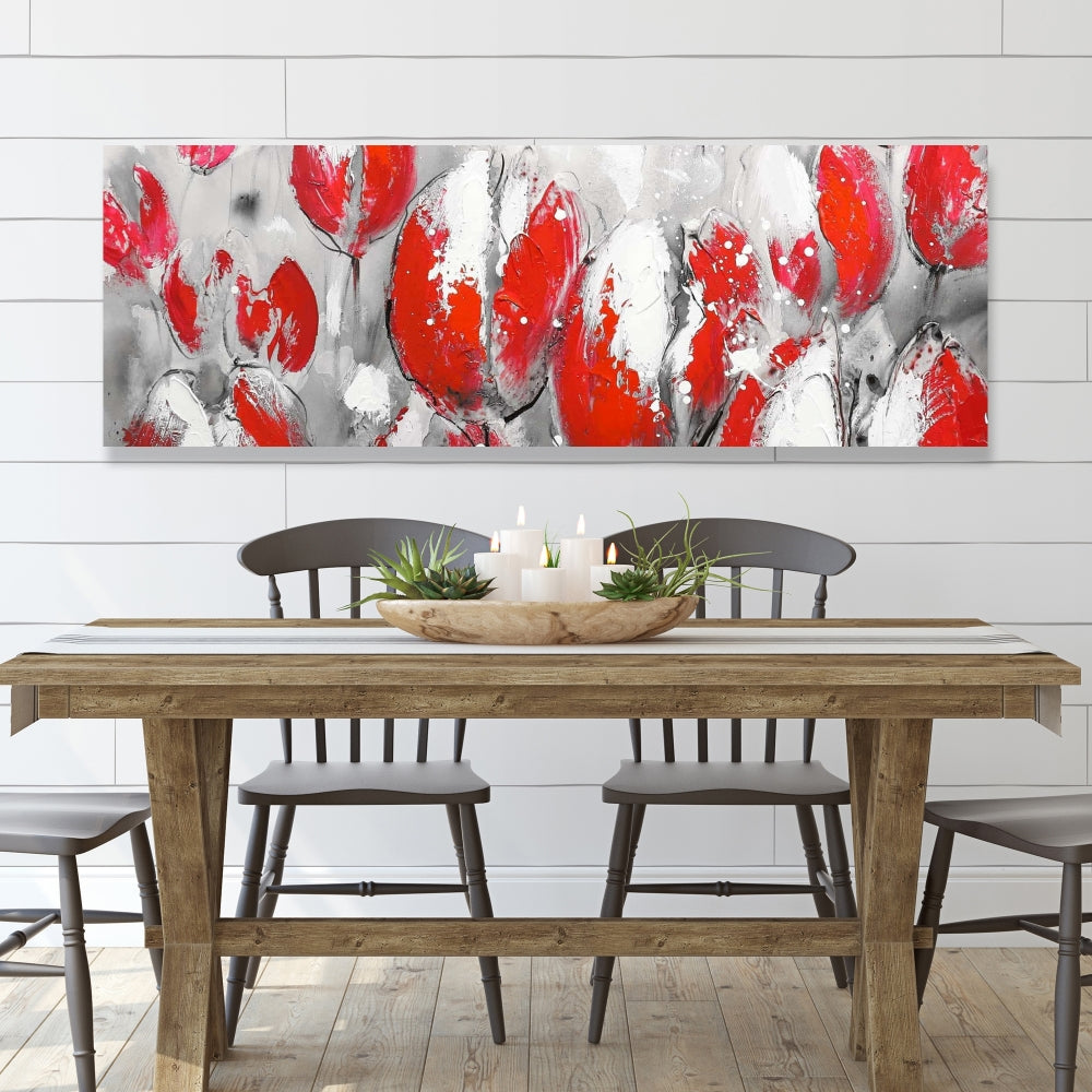 Abstract Red Tulips Canvas | Botanical Wall Art for Home Decor