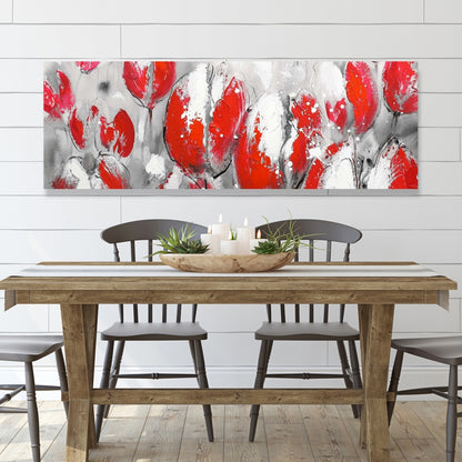 Abstract Red Tulips Canvas | Botanical Wall Art for Home Decor