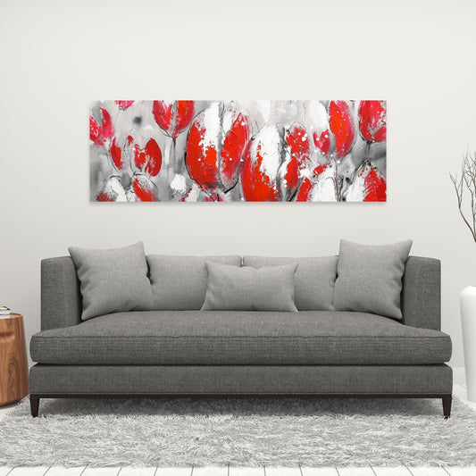 Abstract Red Tulips Canvas | Botanical Wall Art for Home Decor