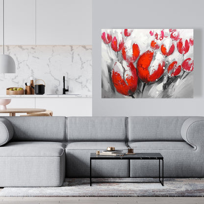 Red Tulips Canvas | Botanical Contemporary Floral Home Decor