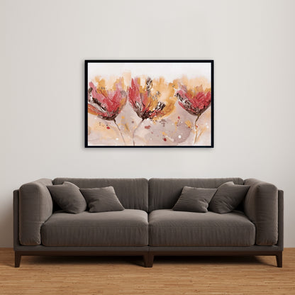 Quatre petites fleurs - Décoration de chambre à coucher sur toile encadrée botanique florale