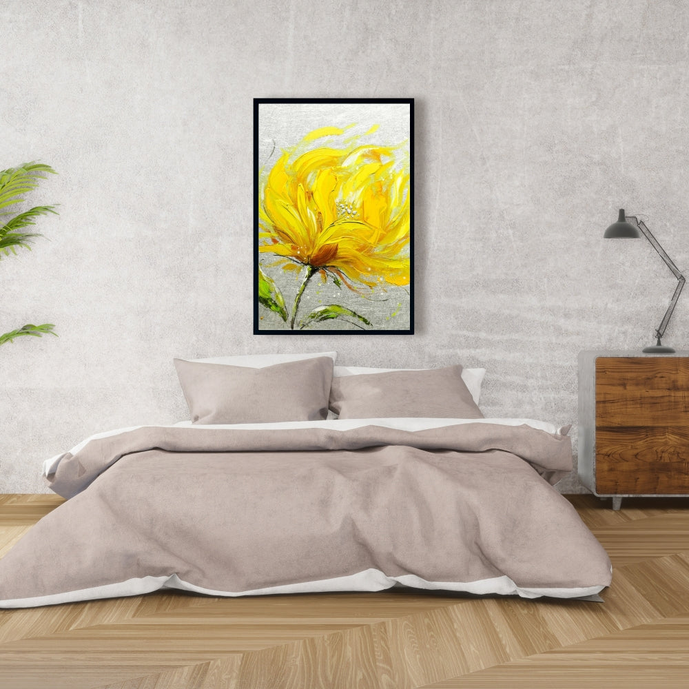Yellow Fluffy Flower Canvas | Floral & Botanical Home Decor