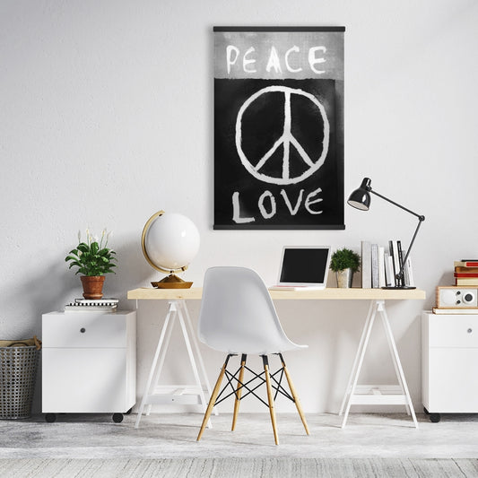 Peace Love Monochrome Magnetic Canvas | Man Cave Decor