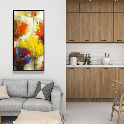 Fleurs jaunes modernes | Décoration murale botanique sur toile