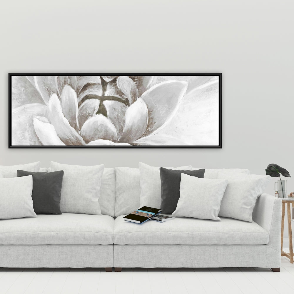 Toile encadrée délicate avec chrysanthème blanc | Décoration d'intérieur moderne