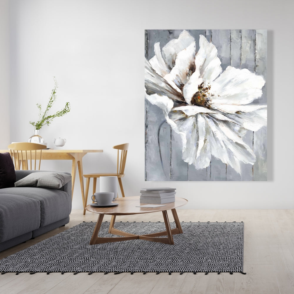 Floral & Botanical Blue Bedroom Canvas - Flower on Wood Decor