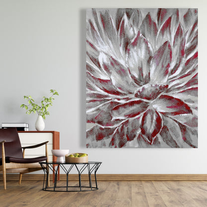 Red and Gray Flower Canvas - Modern Home Decor Wall Art
