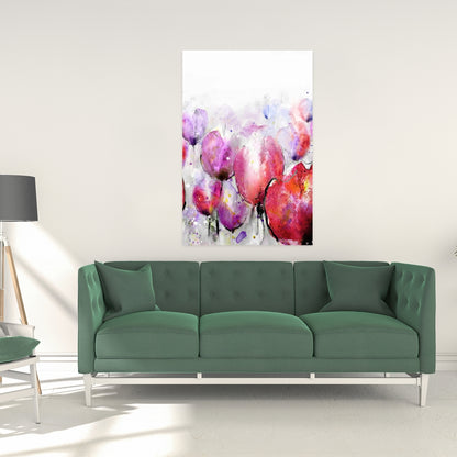 Pink Tulips Field Canvas | Floral & Botanical Bedroom Decor