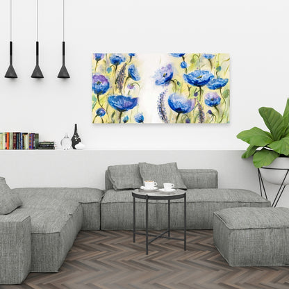 Blue Botanical Bedroom Canvas - Blue Garden Home Decor Art