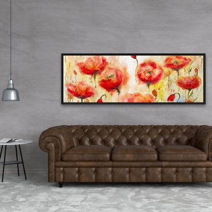 Red Flowers Garden Canvas | Botanical Contemporary Decor