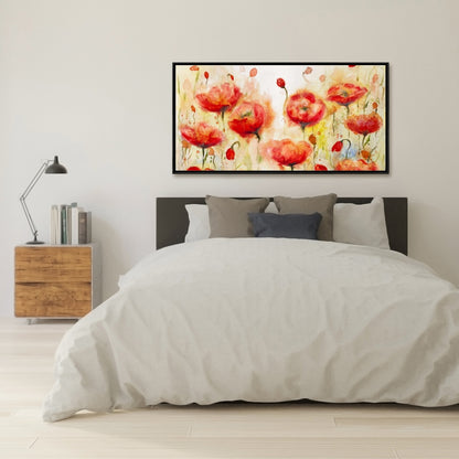 Red Flowers Garden Canvas | Botanical Contemporary Decor