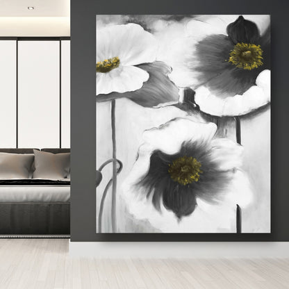Black and White Floral Canvas - Botanical Home Decor