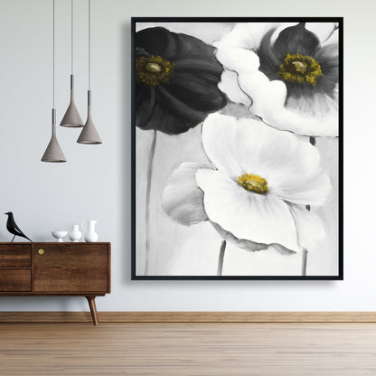 Fleurs blanches assorties | Toile encadrée florale contemporaine