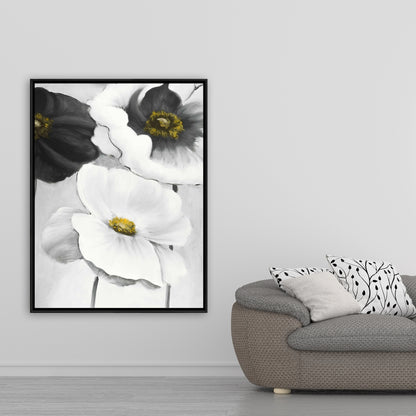 Fleurs blanches assorties | Toile encadrée florale contemporaine