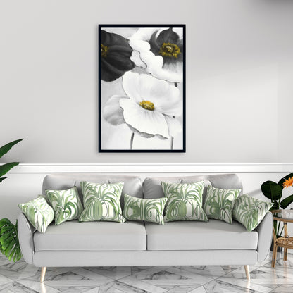 Fleurs blanches assorties | Toile encadrée florale contemporaine