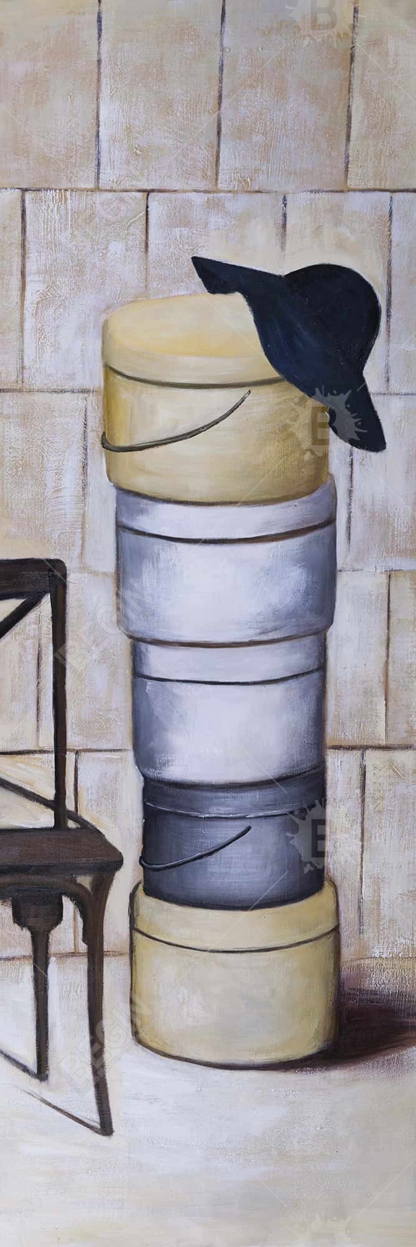 Object Brown Hat Boxes Canvas | Contemporary Home Decor Art