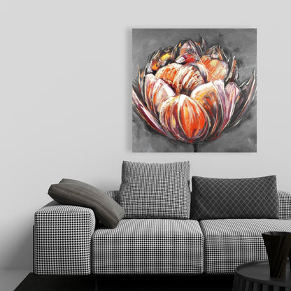 Red Floral Botanical Canvas - Double Abstract Orange Tulip