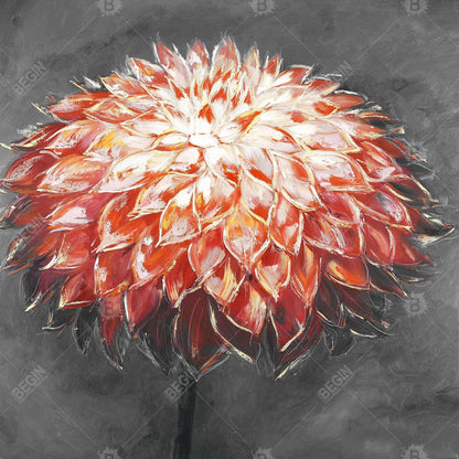 Botanical Gray Bedroom Canvas | Abstract Dahlia Flower Decor