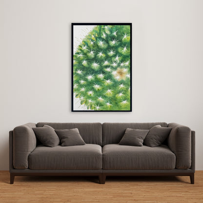 Toile encadrée aquarelle mini cactus vert - Décoration de chambre