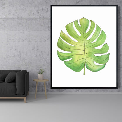 Toile encadrée à motif de feuilles tropicales | Décoration botanique pour la maison