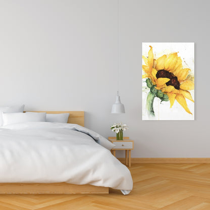 Watercolor Sunflower Canvas | Rustic Bedroom Wall Decor