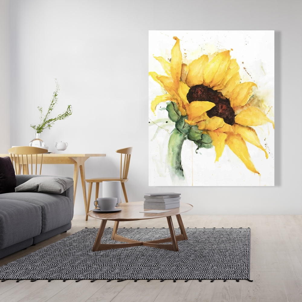 Watercolor Sunflower Canvas | Rustic Bedroom Wall Decor
