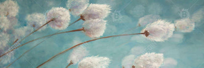 Bedroom Blue Romantic Canvas | Cotton Grass Plants in Wind