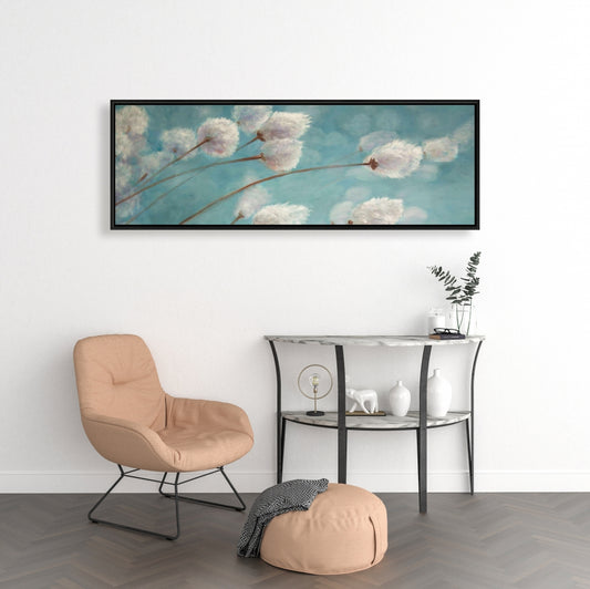 Bedroom Blue Romantic Canvas | Cotton Grass Plants in Wind