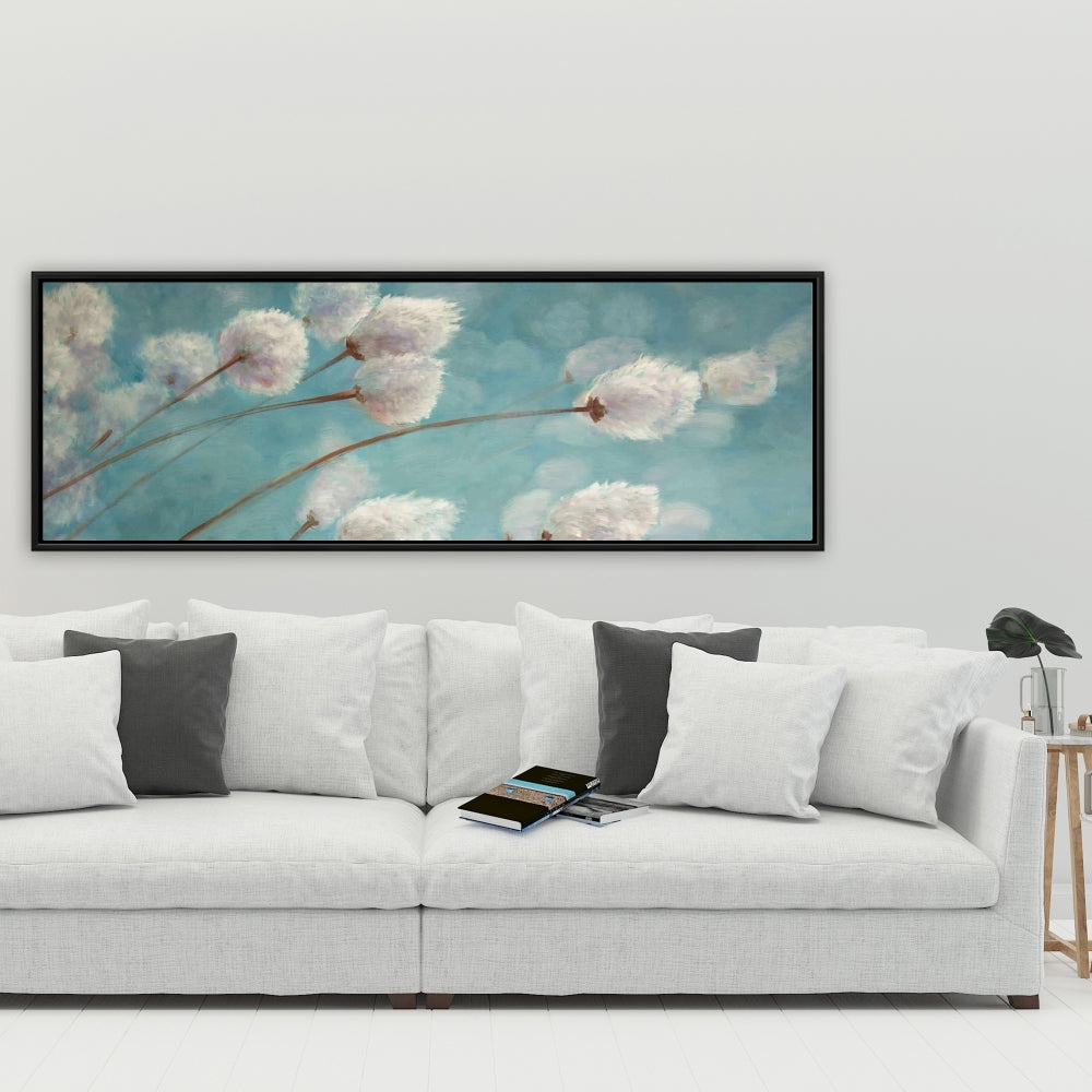 Bedroom Blue Romantic Canvas | Cotton Grass Plants in Wind