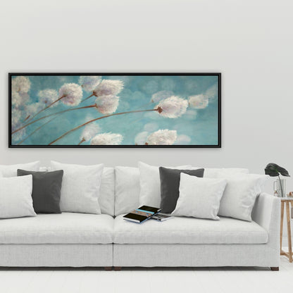 Bedroom Blue Romantic Canvas | Cotton Grass Plants in Wind