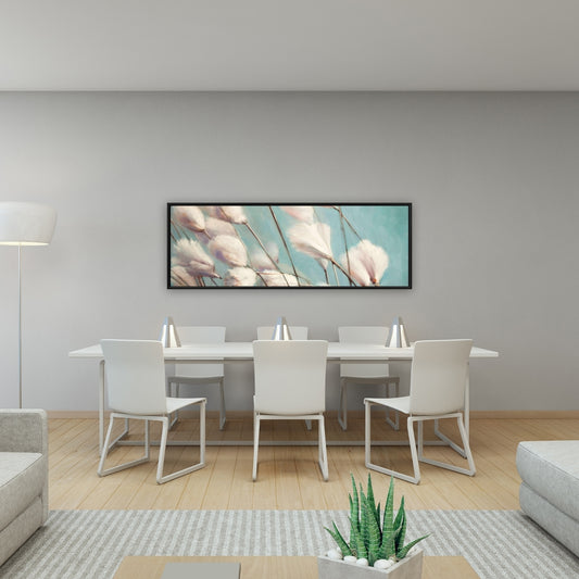 Cotton Grass Flowers Framed Canvas | Floral Botanical Decor