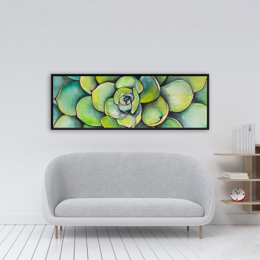 Aquarelle : Plante succulente | Cactus floral vert sur toile