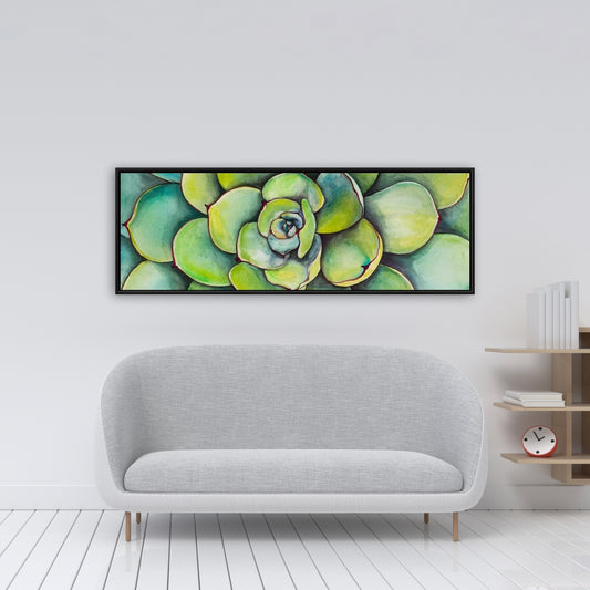 Aquarelle : Plante succulente | Cactus floral vert sur toile