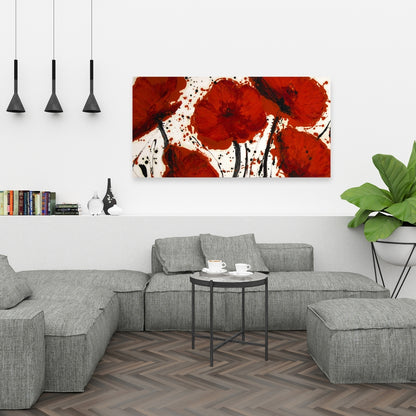 Abstract Paint Splash Red Flowers Canvas - Modern Home Decor