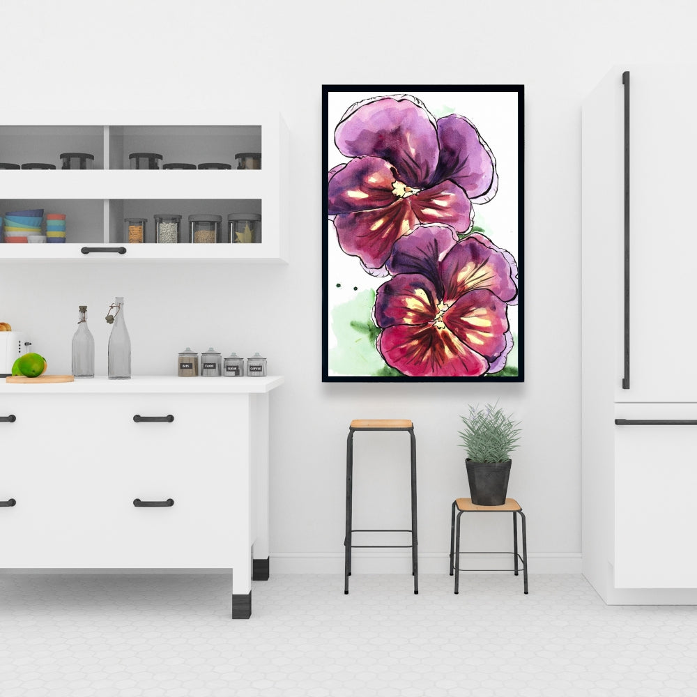 Purple Botanical Canvas - Two Orchid Blossoms | Home Decor