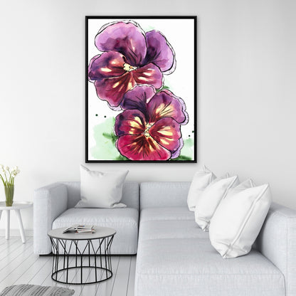 Purple Botanical Canvas - Two Orchid Blossoms | Home Decor