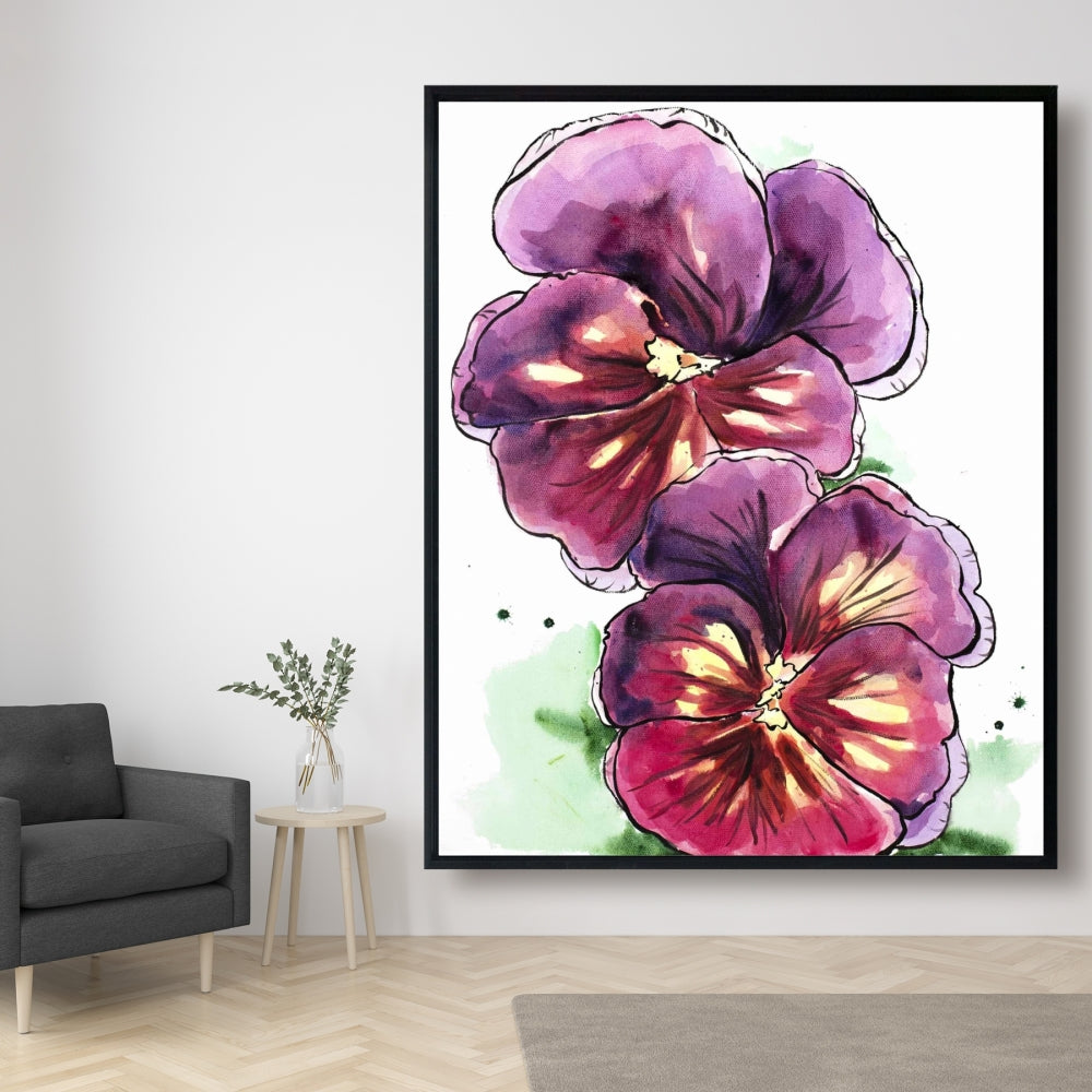 Purple Botanical Canvas - Two Orchid Blossoms | Home Decor