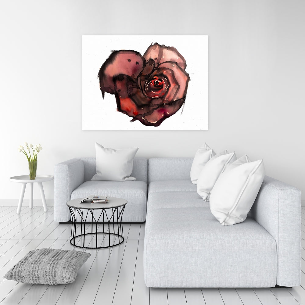 Dark Rose Botanical Canvas | Romantic Floral Home Decor